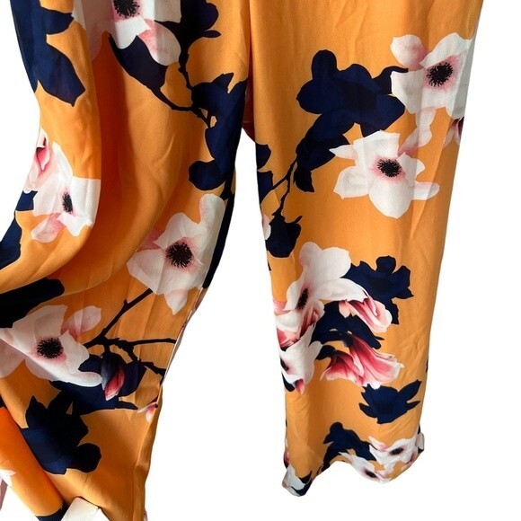 Lulus Heart Abloom Orange Floral Print Tie-Back Wide-Leg Sleeveless Jumpsuit XS - Picture 9 of 12